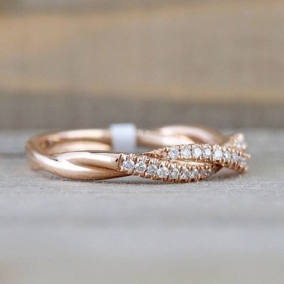NEW 18K Rose Gold Diamond Twisted Eternity Ring - Picture 4 of 4